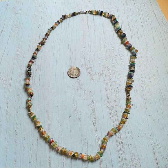 Genuine Stone Chip Polished Necklace 23 In - Picture 1 of 3